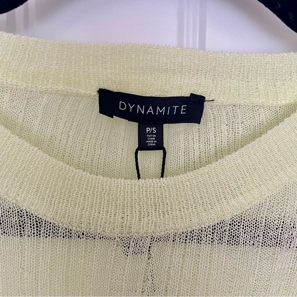 Dynamite Light Yellow Sheer Long Sleeve Sweater Top Size Small - Picture 4 of 7